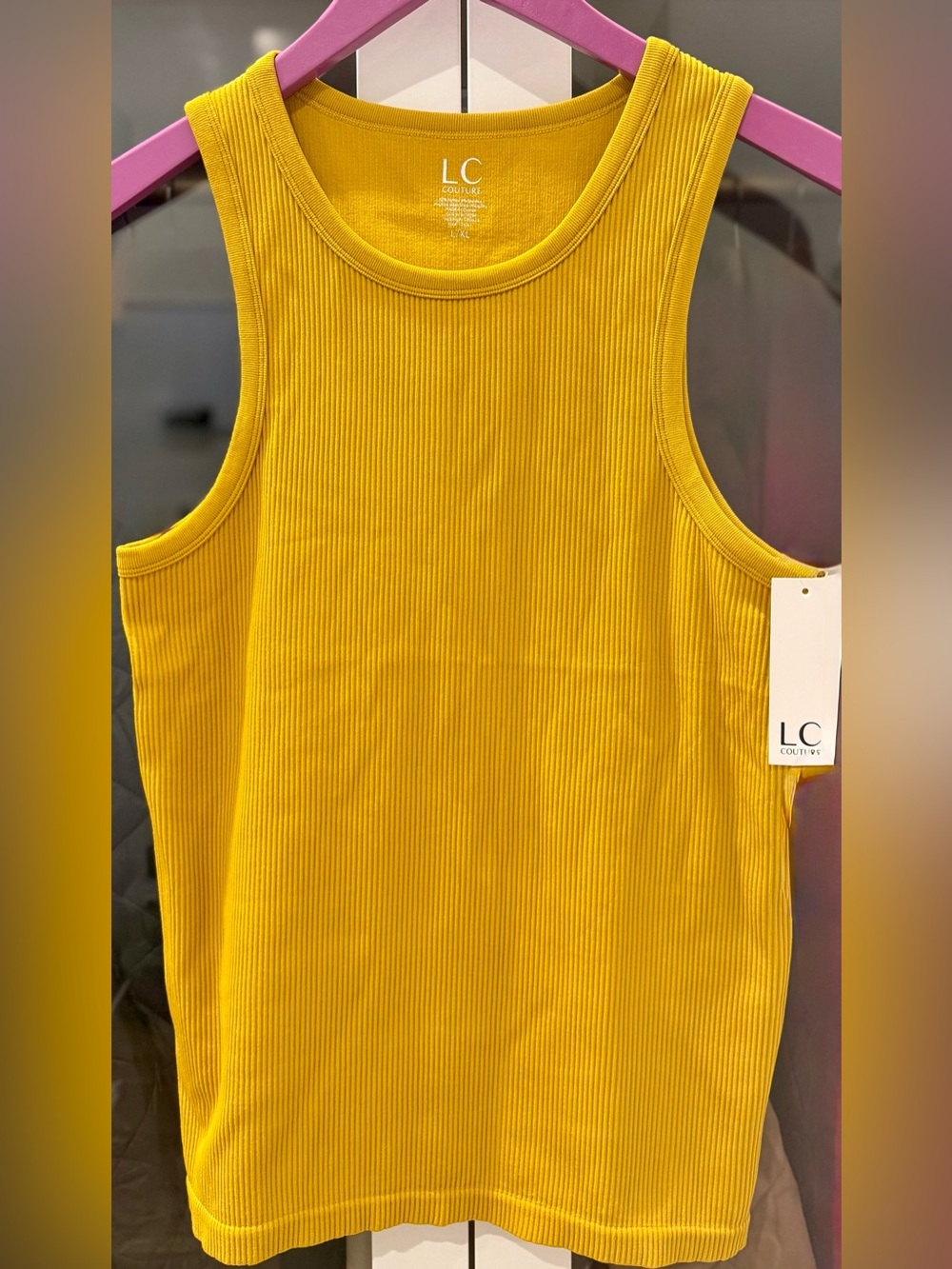NWT LC Couture Mustard Yellow Ribbed Tank Top L/XL